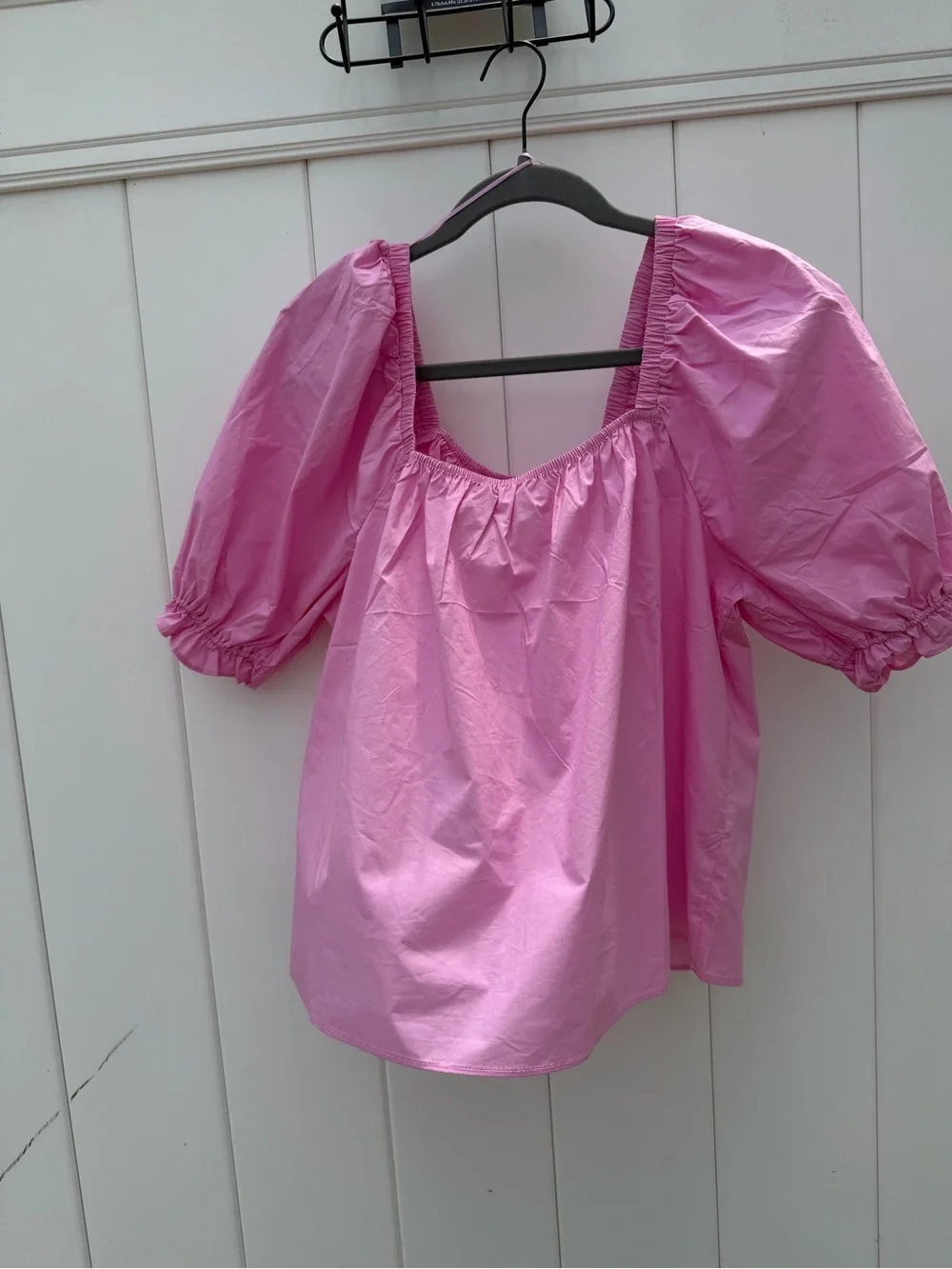 English Factory Pink Puff-Sleeve Square Neck Blouse